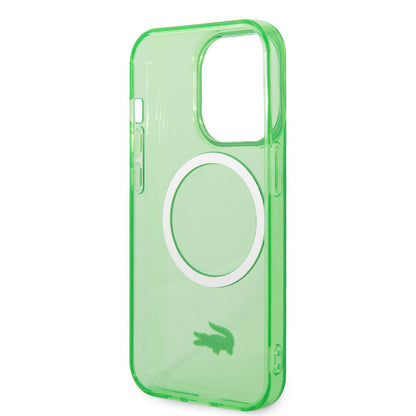 Apple iPhone 15 Pro Max Kılıf Lacoste Orjinal Lisanslı M-safe Şarj Özellikli Transparan Timsah Logo Baskılı Kapak Yeşil