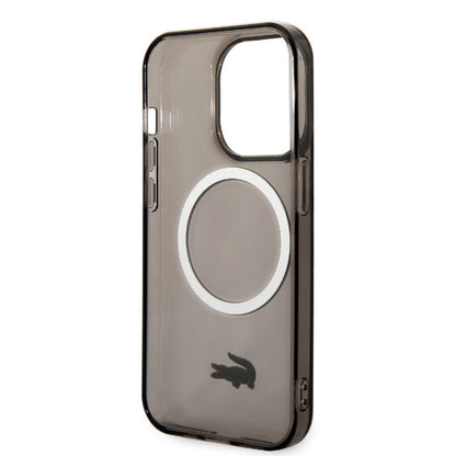 Apple iPhone 15 Pro Max Kılıf Lacoste Orjinal Lisanslı M-safe Şarj Özellikli Transparan Timsah Logo Baskılı Kapak Yeşil