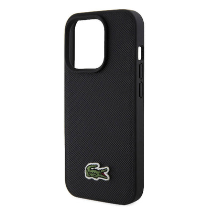 Apple iPhone 15 Pro Max Kılıf Lacoste Orjinal Lisanslı PU Pike Desenli Arka Yüzey İkonik Timsah Dokuma Logolu Kapak Lacivert