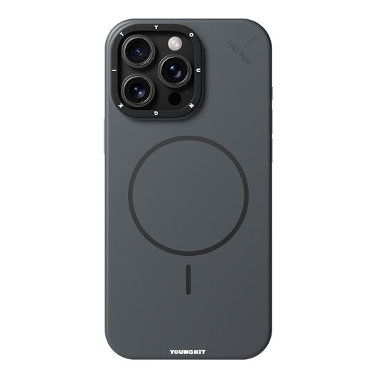 Apple iPhone 15 Pro Max Kılıf M-safe Şarj Özellikli Youngkit Dynamag Serisi Kapak Gri