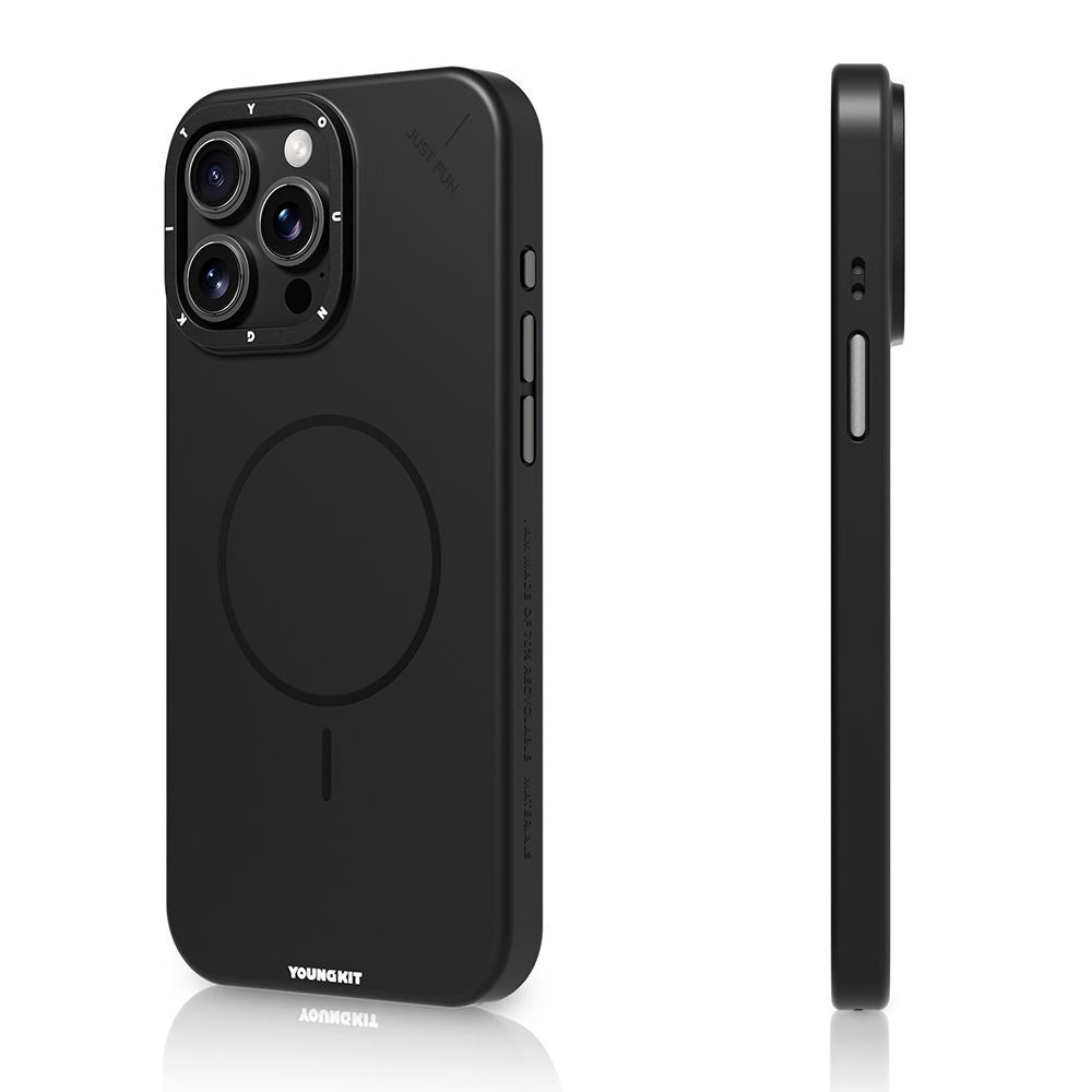 Apple iPhone 15 Pro Max Kılıf M-safe Şarj Özellikli Youngkit Dynamag Serisi Kapak Siyah