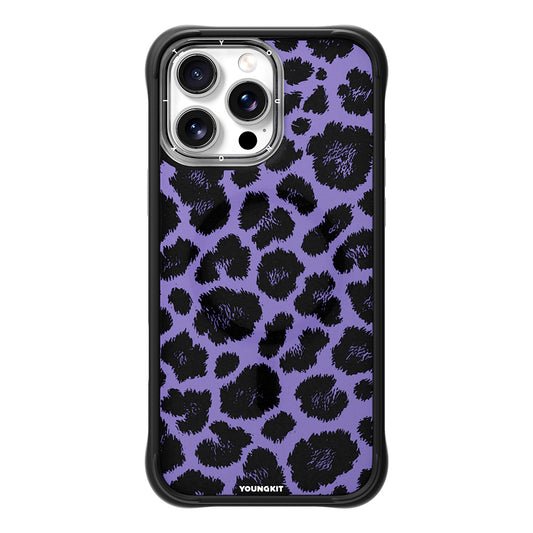 Apple iPhone 15 Pro Max Kılıf M-safe Şarj Özellikli Youngkit Leopard Serisi Kapak Mor