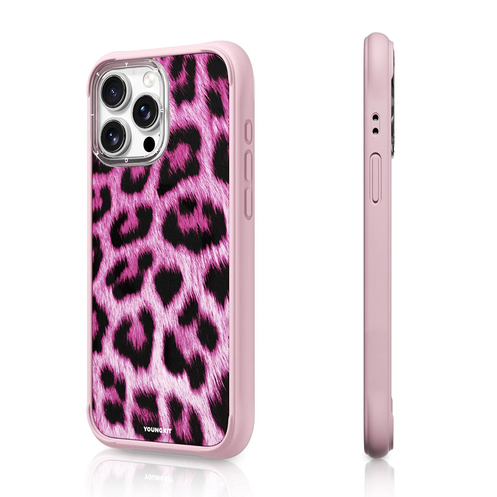 Apple iPhone 15 Pro Max Kılıf M-safe Şarj Özellikli Youngkit Leopard Serisi Kapak Kahverengi