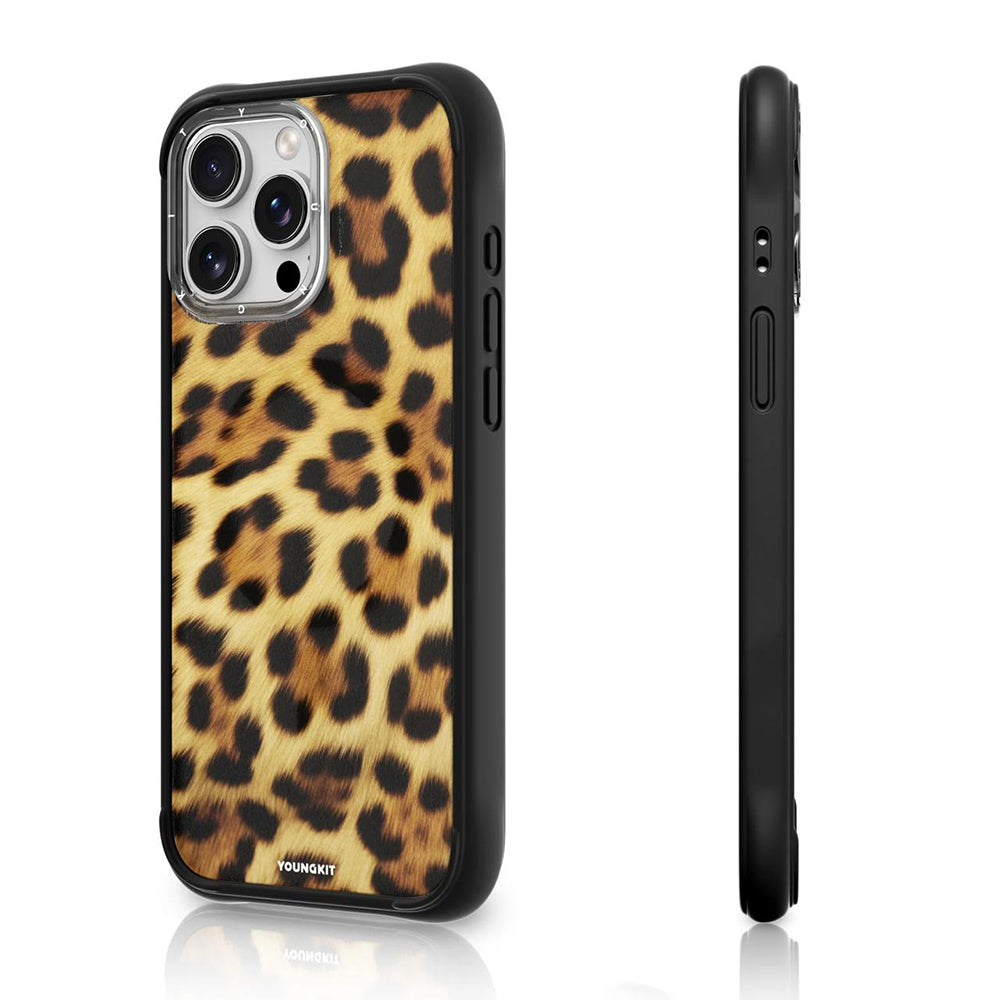 Apple iPhone 15 Pro Max Kılıf M-safe Şarj Özellikli Youngkit Leopard Serisi Kapak Mor