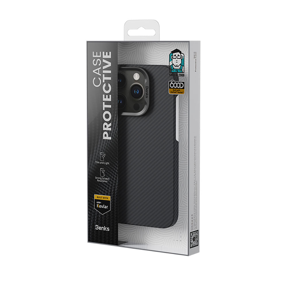 Apple iPhone 15 Pro Max Case M-safe Carbon Fiber Benks Essential ArmorAir 600D Kevlar Cover Black 