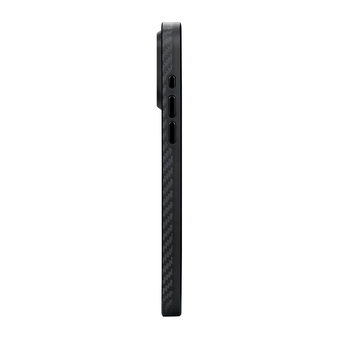 Apple iPhone 15 Pro Max Kılıf M-safe Şarj Özellikli 1500D Aramid Fiber Pitaka Military-Grade Classic Serisi Black-Grey Twill Kapak Siyah-Mavi