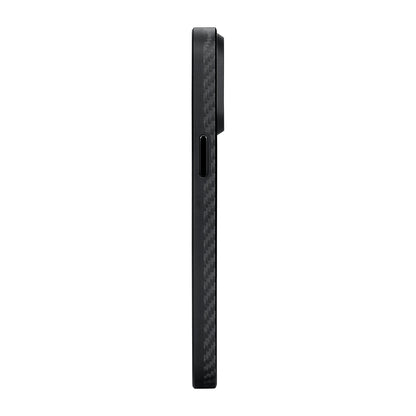 Apple iPhone 15 Pro Max Kılıf M-safe Şarj Özellikli 1500D Aramid Fiber Pitaka Military-Grade Classic Serisi Black-Grey Twill Kapak Siyah-Mavi