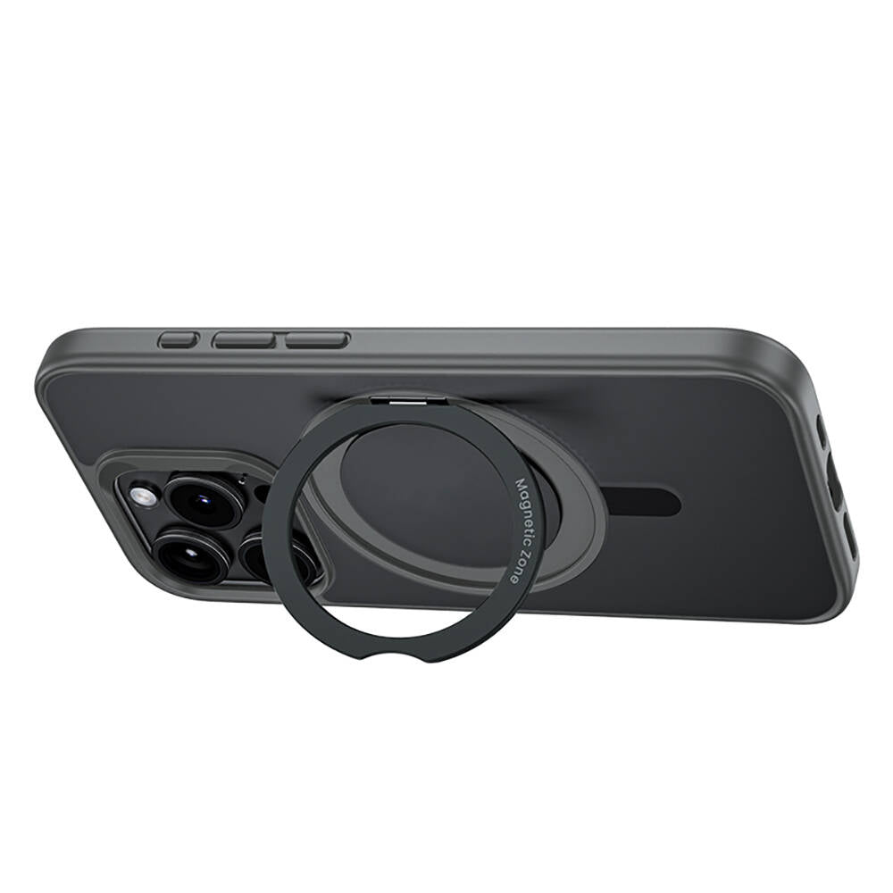 Apple iPhone 15 Pro Max Case M-safe Charging Feature 360° Rotating Benks Pop Stand Cover Black 
