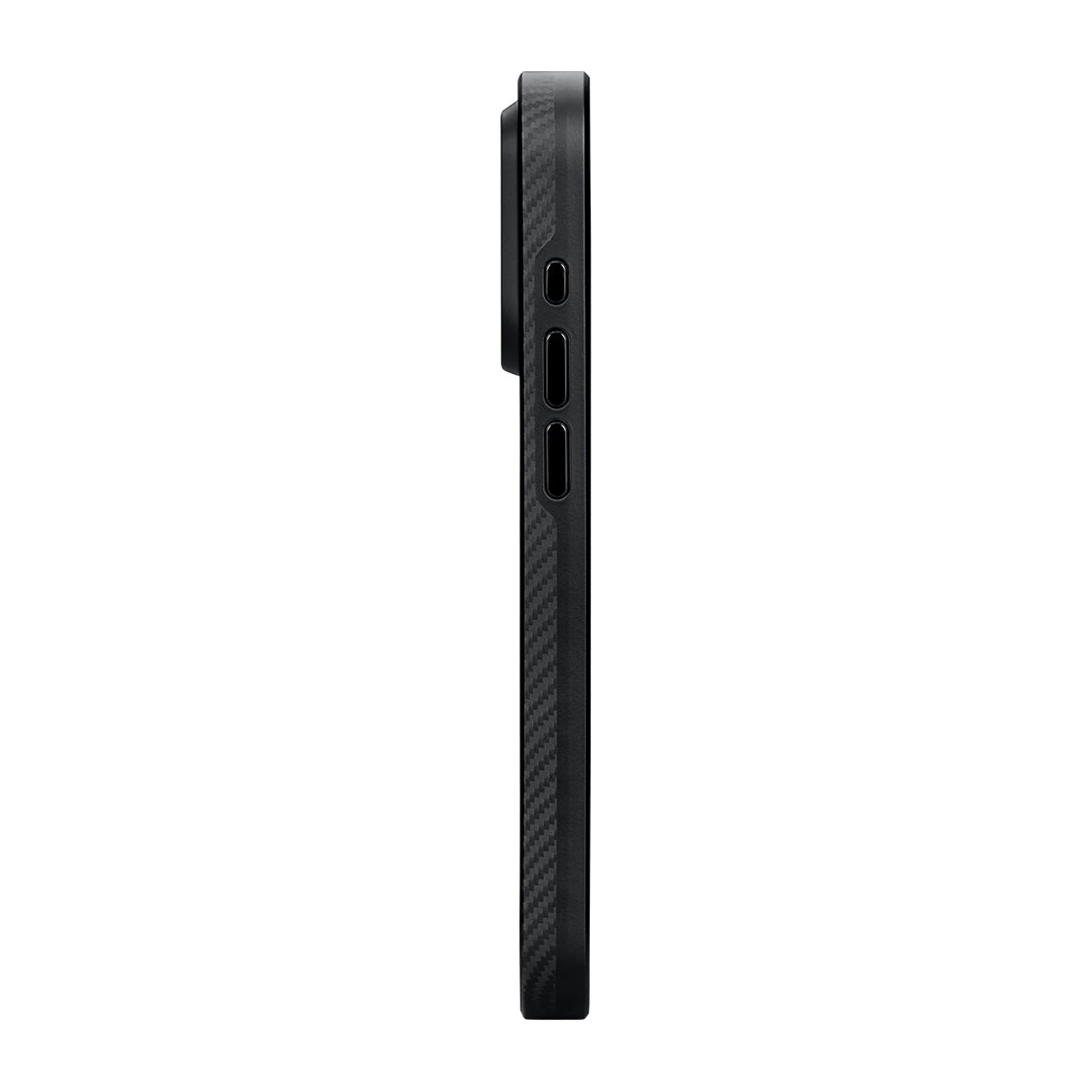 Apple iPhone 15 Pro Max Kılıf M-safe Şarj Özellikli 600D Aramid Fiber Pitaka Military-Grade Classic Serisi Black-Grey Twill Kapak Siyah-Gri