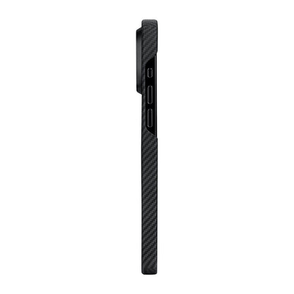 Apple iPhone 15 Pro Max Kılıf M-safe Şarj Özellikli 600D Aramid Fiber Pitaka Tactile Woven Orchestra Serisi Rhapsody Kapak Siyah