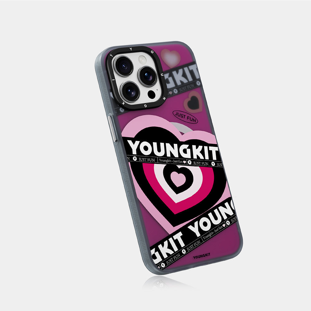 Apple iPhone 15 Pro Max Kılıf M-safe Şarj Özellikli Airbagli Çift Katmanlı Youngkit Flipped Serisi Kapak Pembe