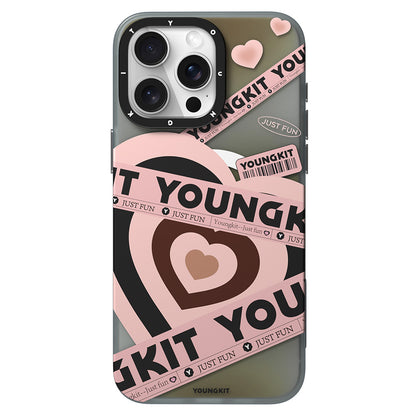 Apple iPhone 15 Pro Max Kılıf M-safe Şarj Özellikli Airbagli Çift Katmanlı Youngkit Flipped Serisi Kapak Pembe