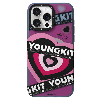 Apple iPhone 15 Pro Max Kılıf M-safe Şarj Özellikli Airbagli Çift Katmanlı Youngkit Flipped Serisi Kapak Pembe