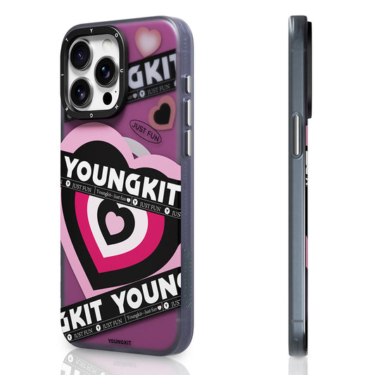 Apple iPhone 15 Pro Max Kılıf M-safe Şarj Özellikli Airbagli Çift Katmanlı Youngkit Flipped Serisi Kapak Pembe