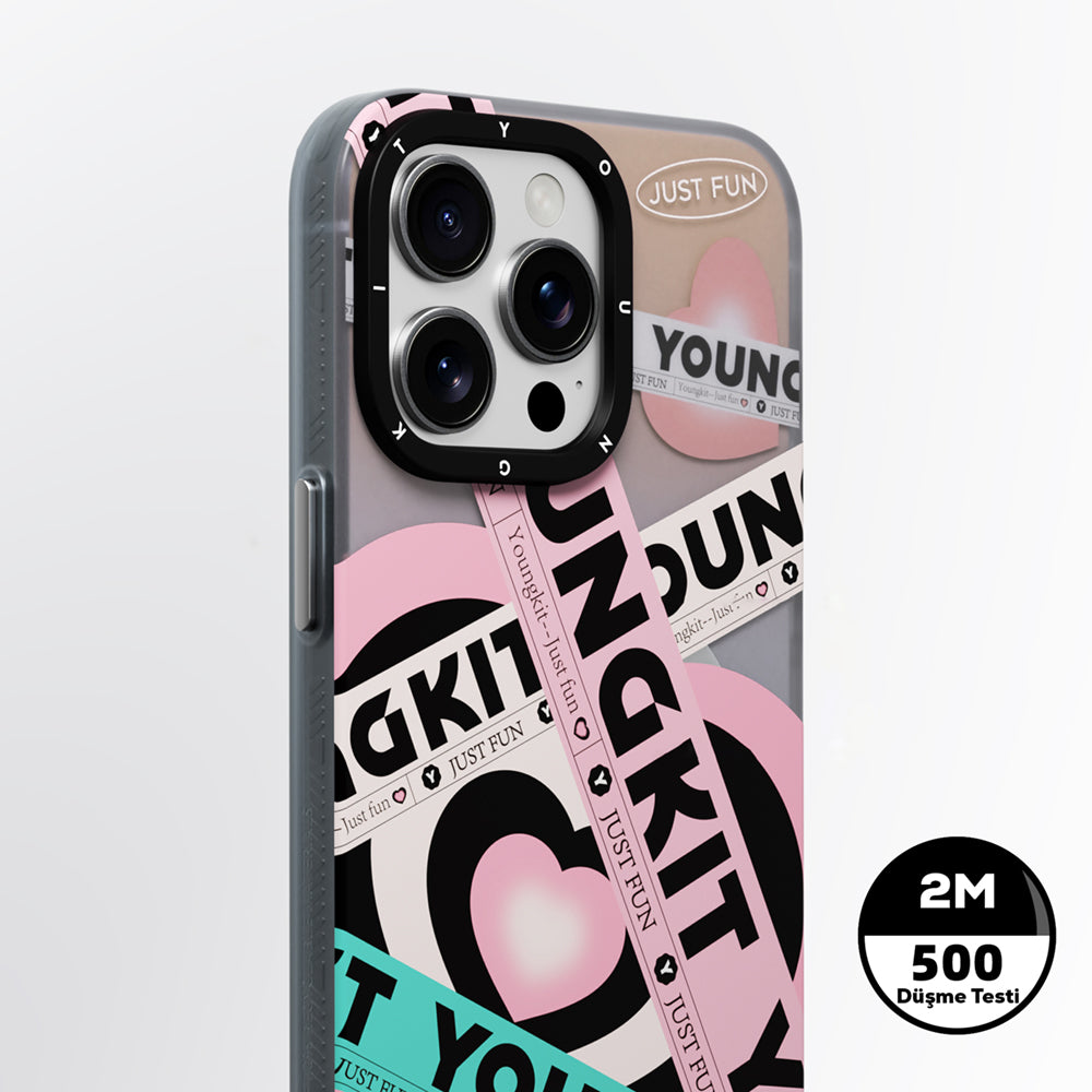 Apple iPhone 15 Pro Max Kılıf M-safe Şarj Özellikli Airbagli Çift Katmanlı Youngkit Flipped Serisi Kapak Mavi
