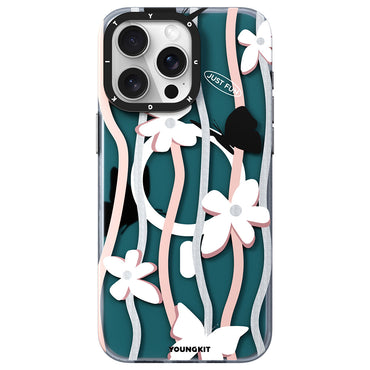 Apple iPhone 15 Pro Max Kılıf M-safe Şarj Özellikli Airbagli Çift Katmanlı Youngkit Star&Butterfly Serisi Kapak