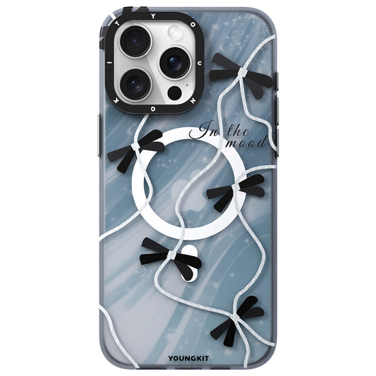 Apple iPhone 15 Pro Max Kılıf M-safe Şarj Özellikli Airbagli Çift Katmanlı Youngkit Star&Butterfly Serisi Kapak Gri