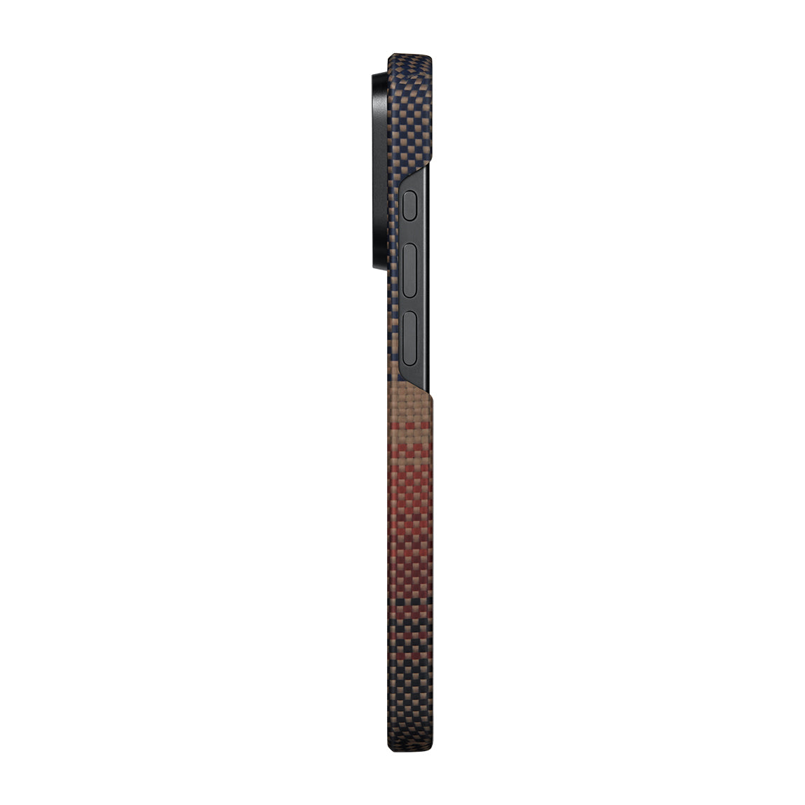 Apple iPhone 15 Pro Max Kılıf M-safe Şarj Özellikli Aramid Fiber Pitaka Tactile Woven Sunset-Moonrise Serisi Sunset Kapak Kahverengi