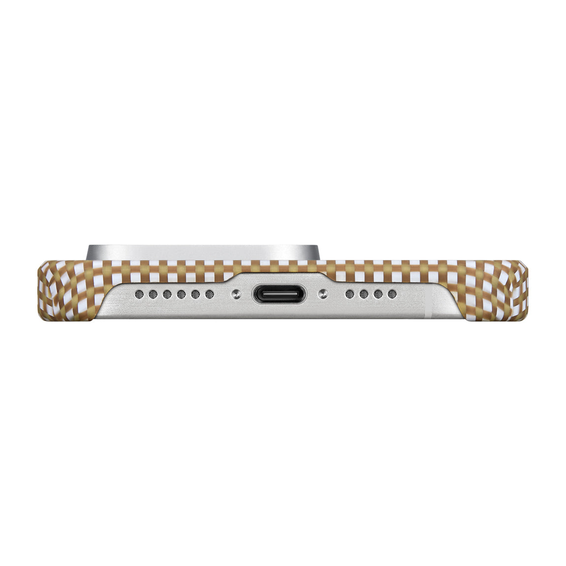 Apple iPhone 15 Pro Max Kılıf M-safe Şarj Özellikli Awa Tasarımlı 1500D Aramid Fiber Pitaka Ultra-Slim Classic Serisi Canyon Kapak Sarı