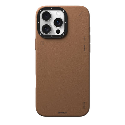 Apple iPhone 15 Pro Max Kılıf M-safe Şarj Özellikli Basit Mat Deri Desenli Youngkit Tech Fashion Serisi Kapak Siyah