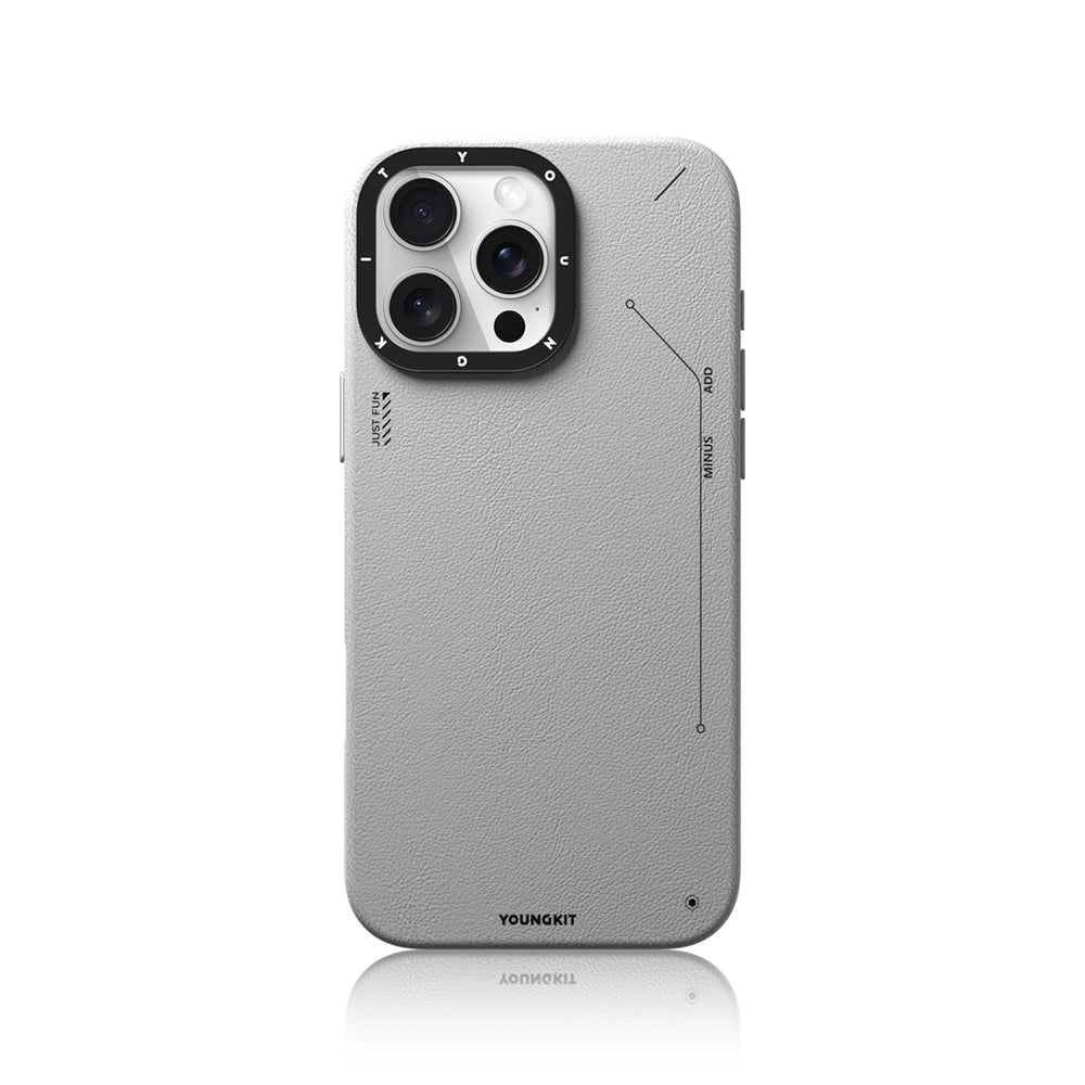 Apple iPhone 15 Pro Max Kılıf M-safe Şarj Özellikli Basit Mat Deri Desenli Youngkit Tech Fashion Serisi Kapak Kahverengi