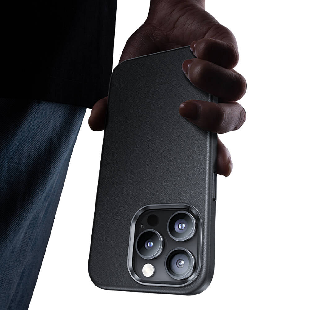 Apple iPhone 15 Pro Max Case M-Safe Charging Feature Benks Vintage Leather Cover Black 