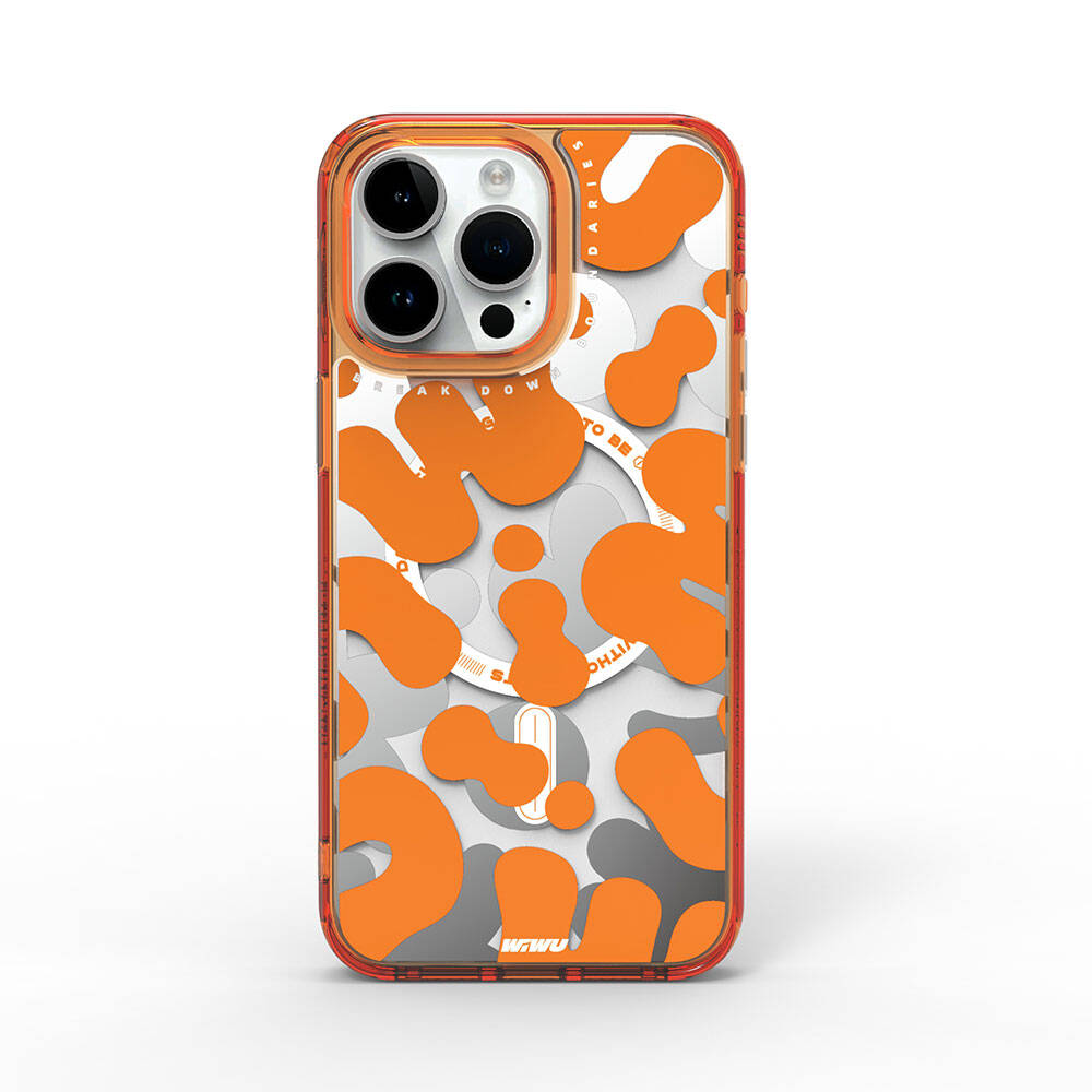 Apple iPhone 15 Pro Max Case M-safe Charging Feature Paint Patterned Wiwu Fluorescent G Series Cover Yellow 