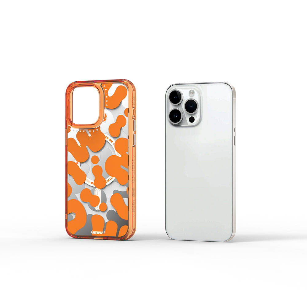 Apple iPhone 15 Pro Max Case M-safe Charging Feature Paint Patterned Wiwu Fluorescent G Series Cover Green 