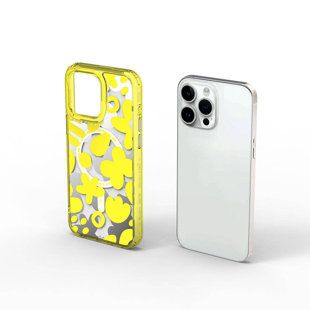 Apple iPhone 15 Pro Max Case M-safe Charging Feature Paint Patterned Wiwu Fluorescent G Series Cover Orange 