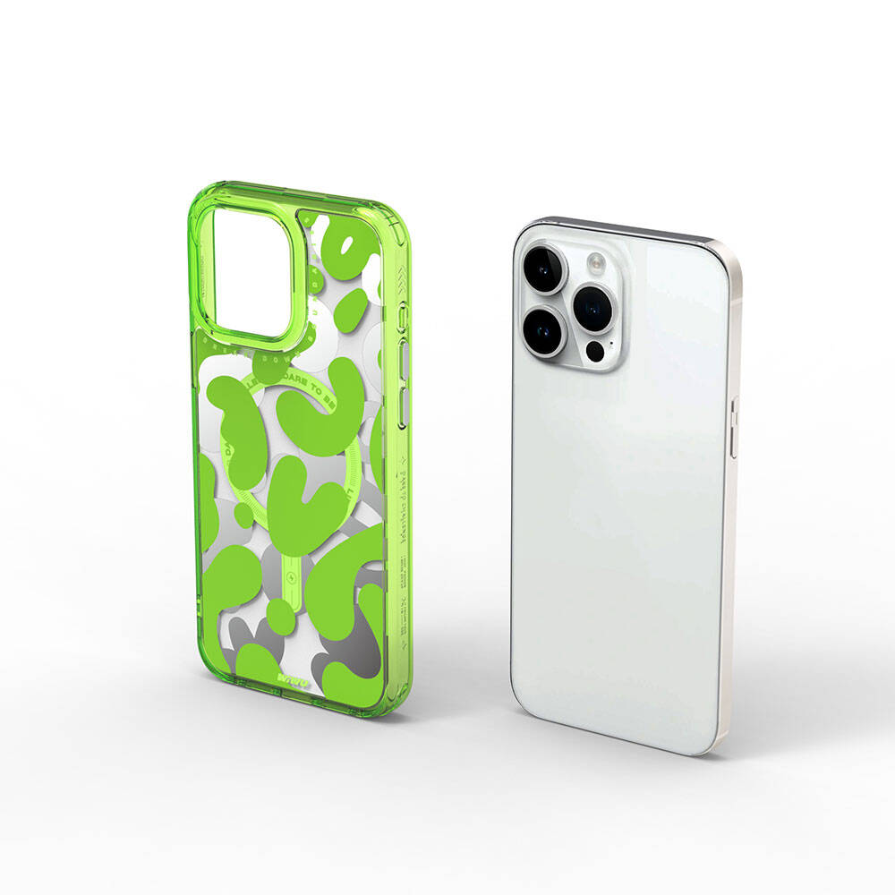 Apple iPhone 15 Pro Max Case M-safe Charging Feature Paint Patterned Wiwu Fluorescent G Series Cover Yellow 