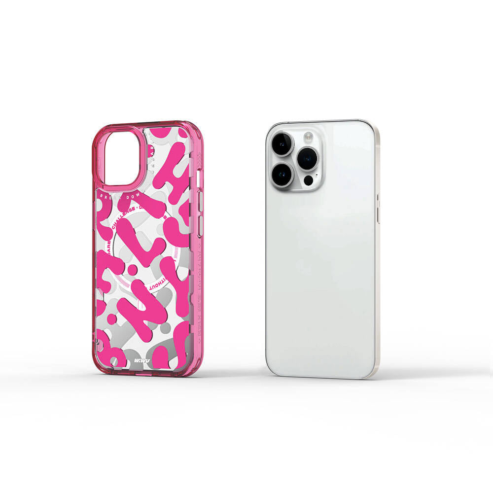 Apple iPhone 15 Pro Max Case M-safe Charging Feature Paint Patterned Wiwu Fluorescent G Series Cover Orange 