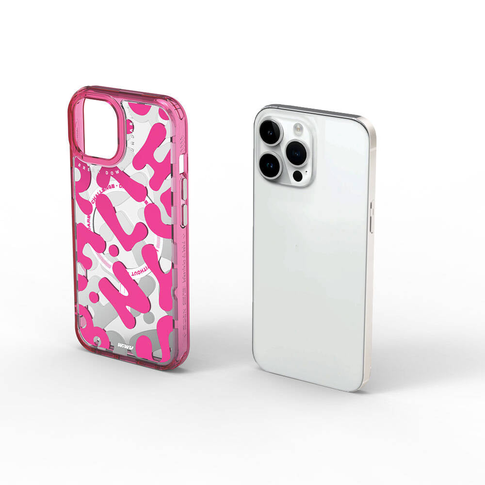 Apple iPhone 15 Pro Max Case M-safe Charging Feature Paint Patterned Wiwu Fluorescent G Series Cover Yellow 