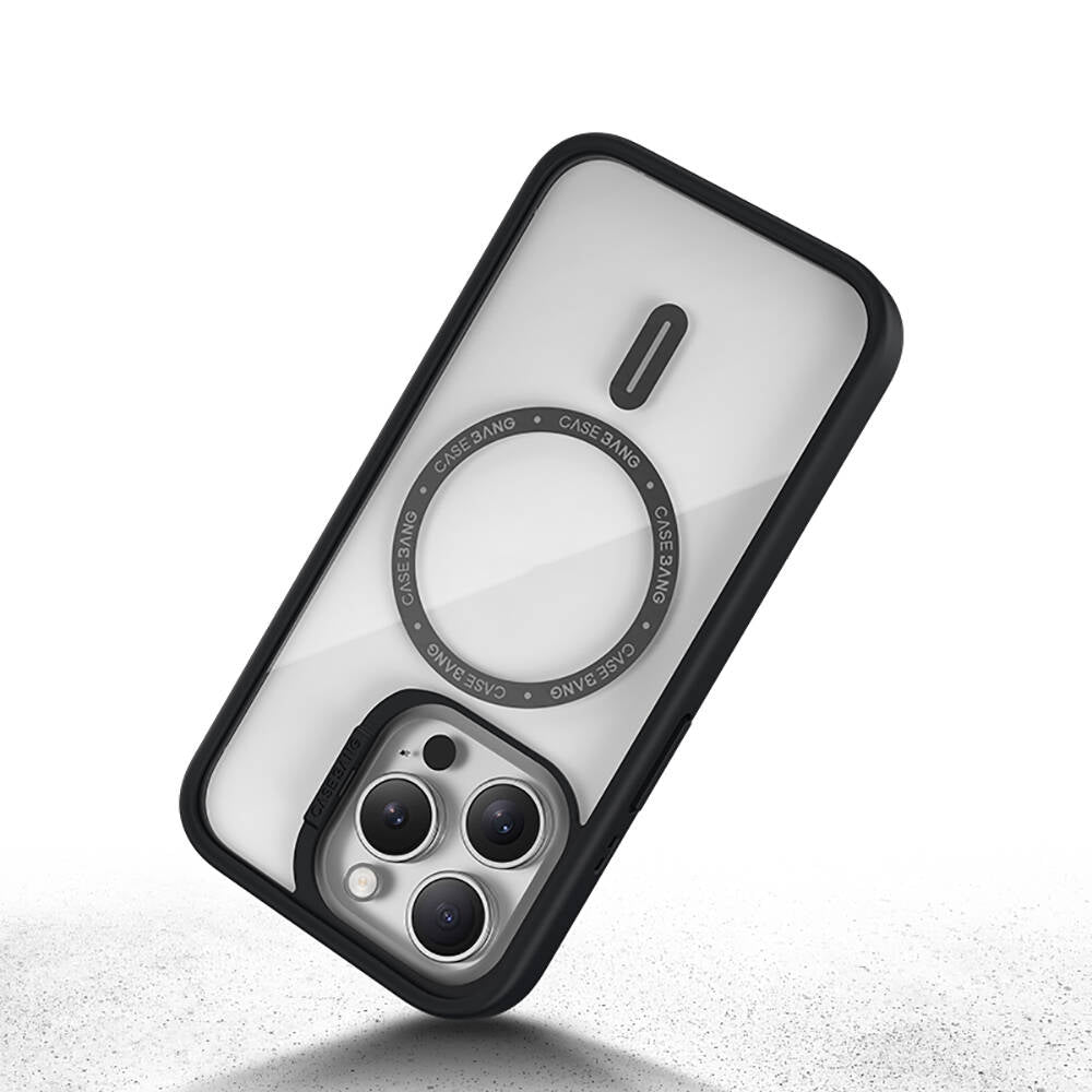 Apple iPhone 15 Pro Max Kılıf M-safe Şarj Özellikli Casebang Body Frame Kapak Siyah
