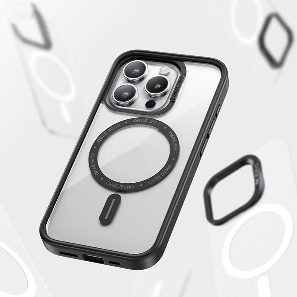 Apple iPhone 15 Pro Max Kılıf M-safe Şarj Özellikli Casebang Body Frame Kapak Siyah