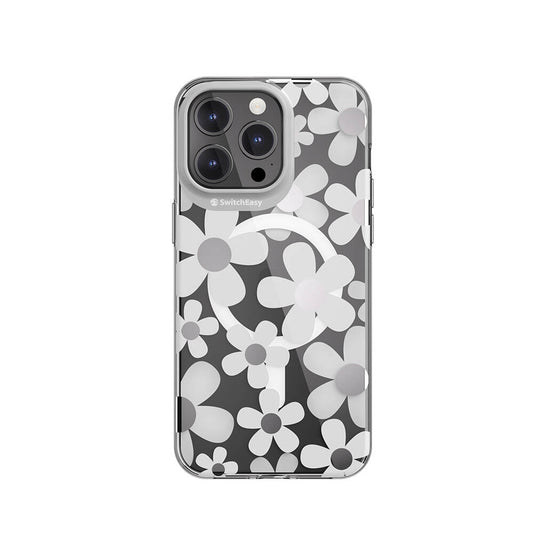 Apple iPhone 15 Pro Max Kılıf M-safe Şarj Özellikli Çift IMD Baskılı Lisanslı Switcheasy Artist-M Fleur Kapak Gri