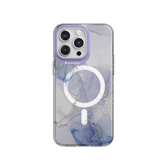 Apple iPhone 15 Pro Max Kılıf M-safe Şarj Özellikli Çift IMD Baskılı Lisanslı Switcheasy Artist-M Veil Kapak Mor