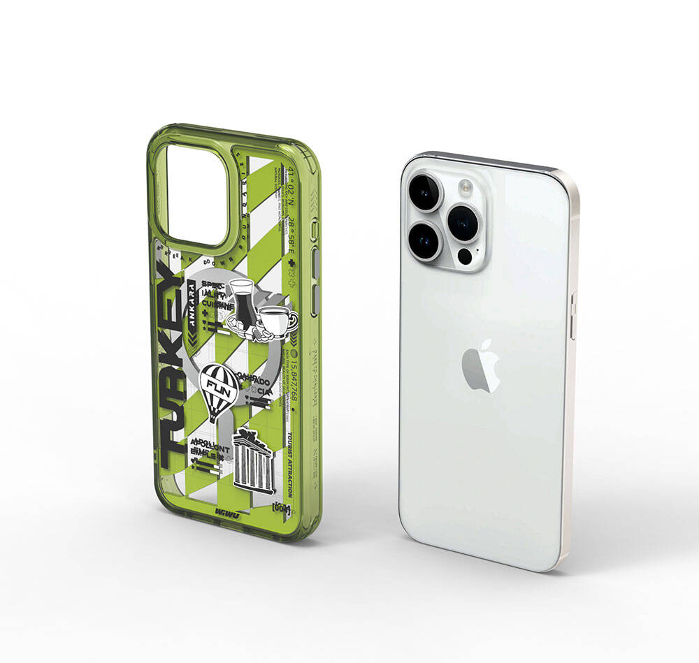 Apple iPhone 15 Pro Max Case M-safe Charging Feature Patterned Wiwu Turkey A Series Cover Green 