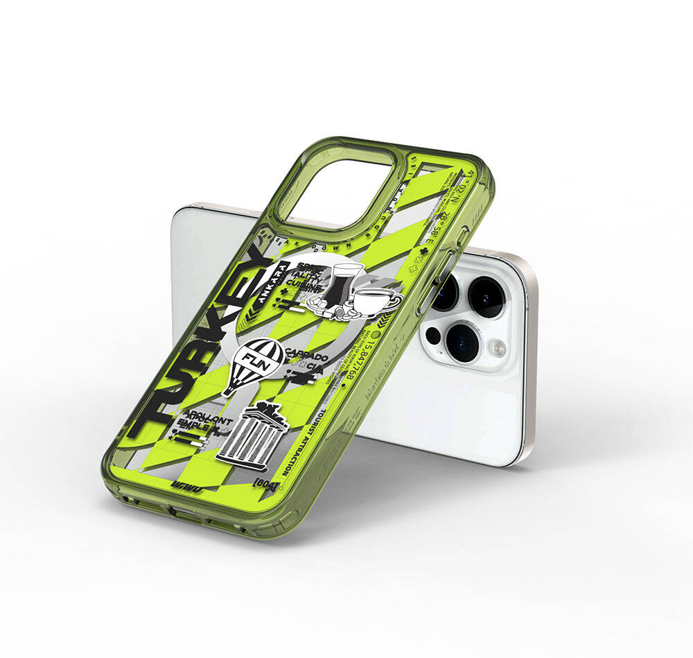 Apple iPhone 15 Pro Max Case M-safe Charging Feature Patterned Wiwu Turkey A Series Cover Green 