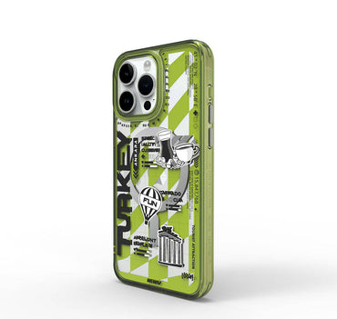Apple iPhone 15 Pro Max Case M-safe Charging Feature Patterned Wiwu Turkey A Series Cover Green 