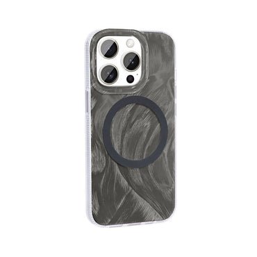 Apple iPhone 15 Pro Max Kılıf M-safe Şarj Özellikli Fırça Boya Desenli Zore Palet Kapak