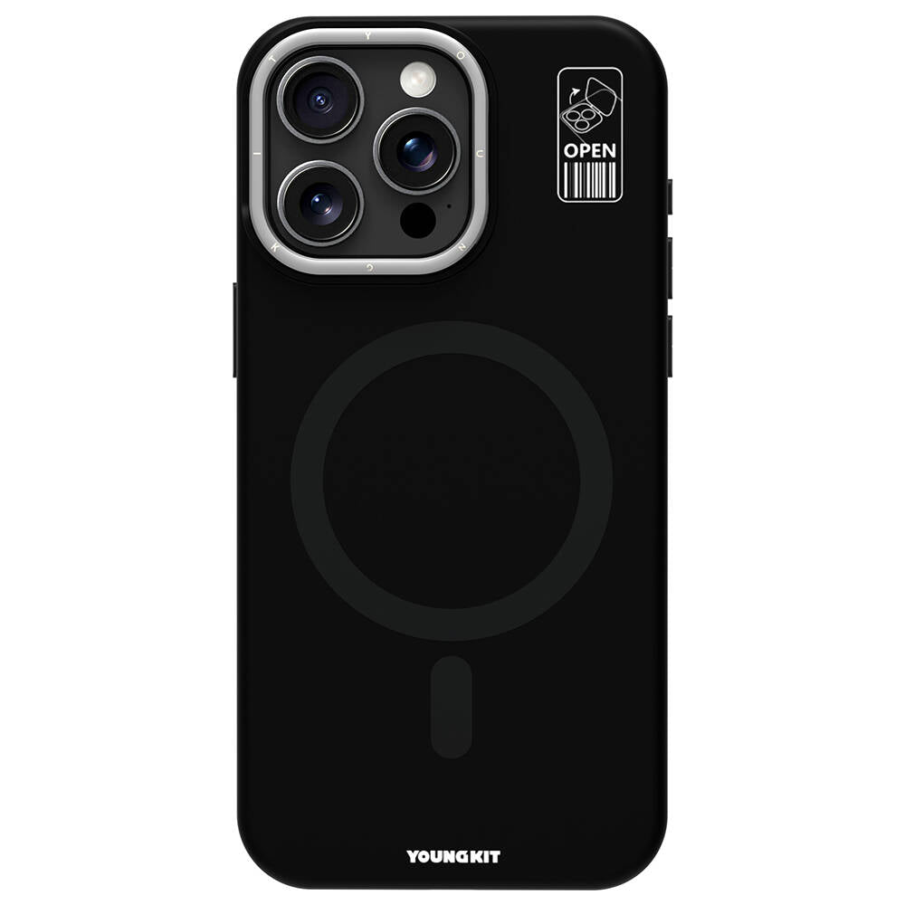 Apple iPhone 15 Pro Max Case M-safe Charging Feature Camera Stand Youngkit Bitty Cream Cover Gray 