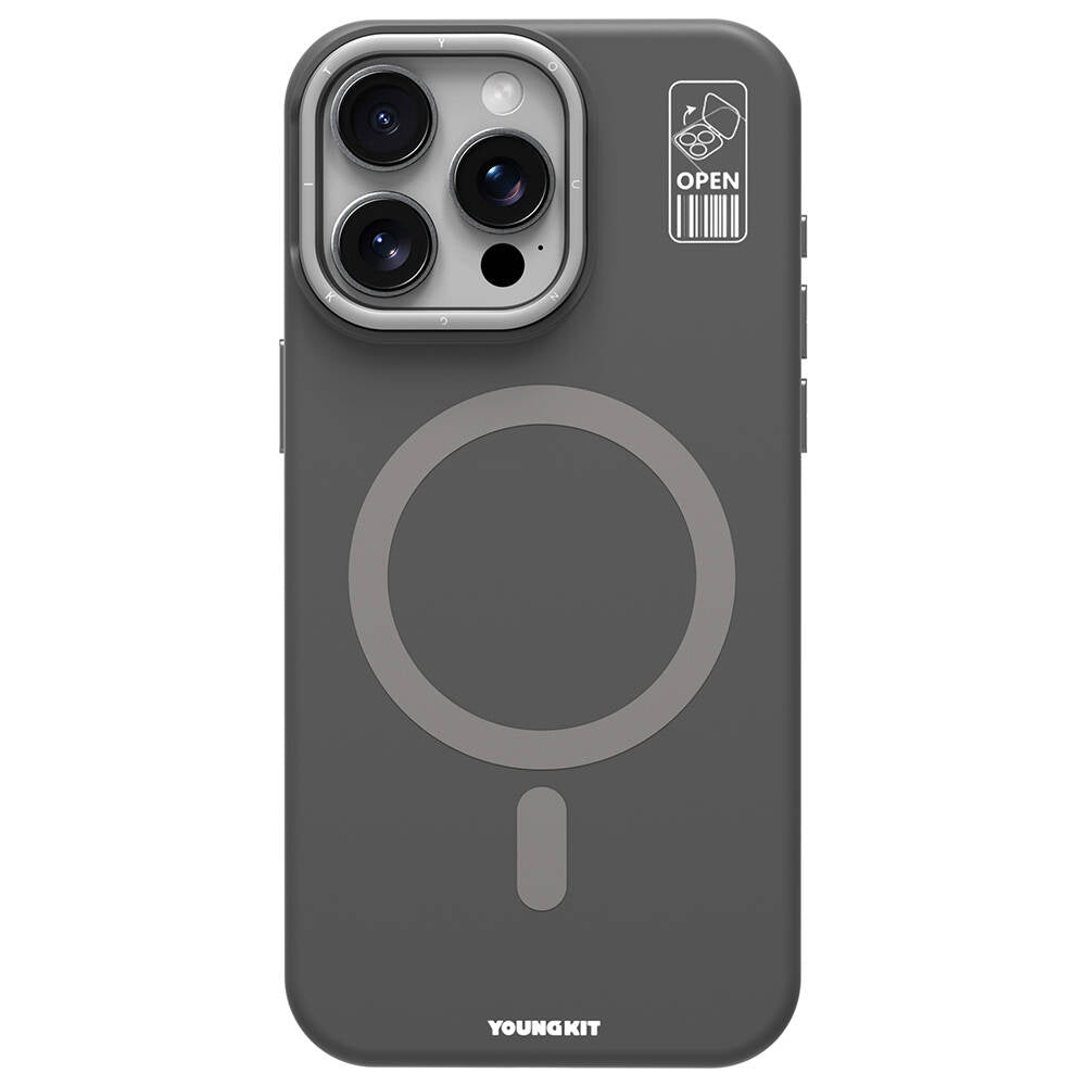 Apple iPhone 15 Pro Max Case M-safe Charging Feature Camera Stand Youngkit Bitty Cream Cover Black 