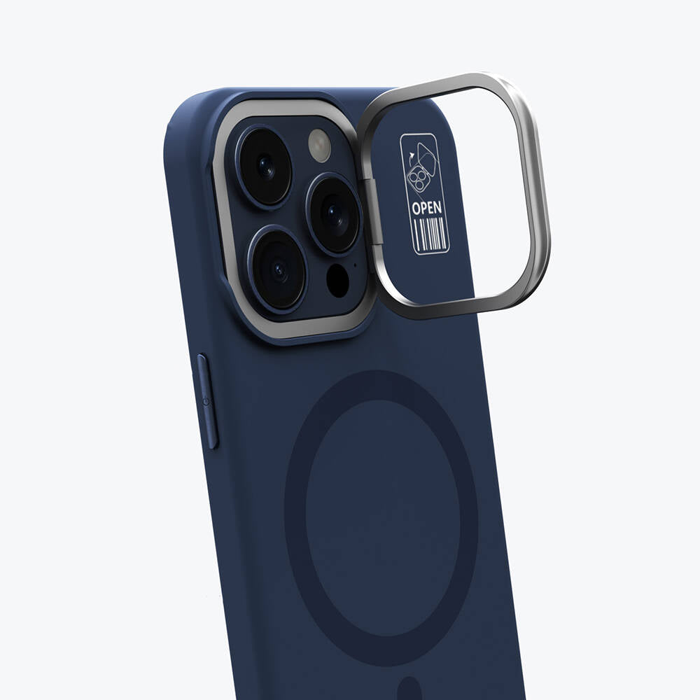Apple iPhone 15 Pro Max Case M-safe Charging Feature Camera Stand Youngkit Bitty Cream Cover Blue 