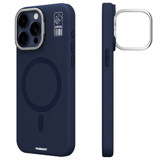 Apple iPhone 15 Pro Max Case M-safe Charging Feature Camera Stand Youngkit Bitty Cream Cover Blue 