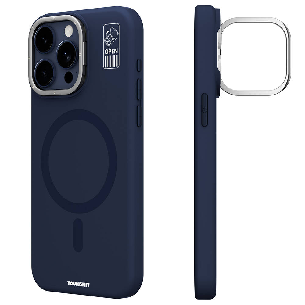 Apple iPhone 15 Pro Max Case M-safe Charging Feature Camera Stand Youngkit Bitty Cream Cover Black 
