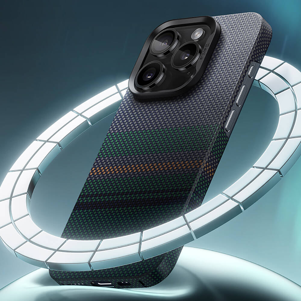 Apple iPhone 15 Pro Max Case M-safe Charging Feature Carbon Fiber Design Benks Aurora ArmorAir Kevlar Cover Black 
