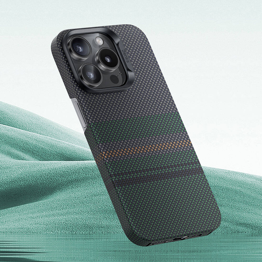 Apple iPhone 15 Pro Max Case M-safe Charging Feature Carbon Fiber Design Benks Aurora ArmorAir Kevlar Cover Black 