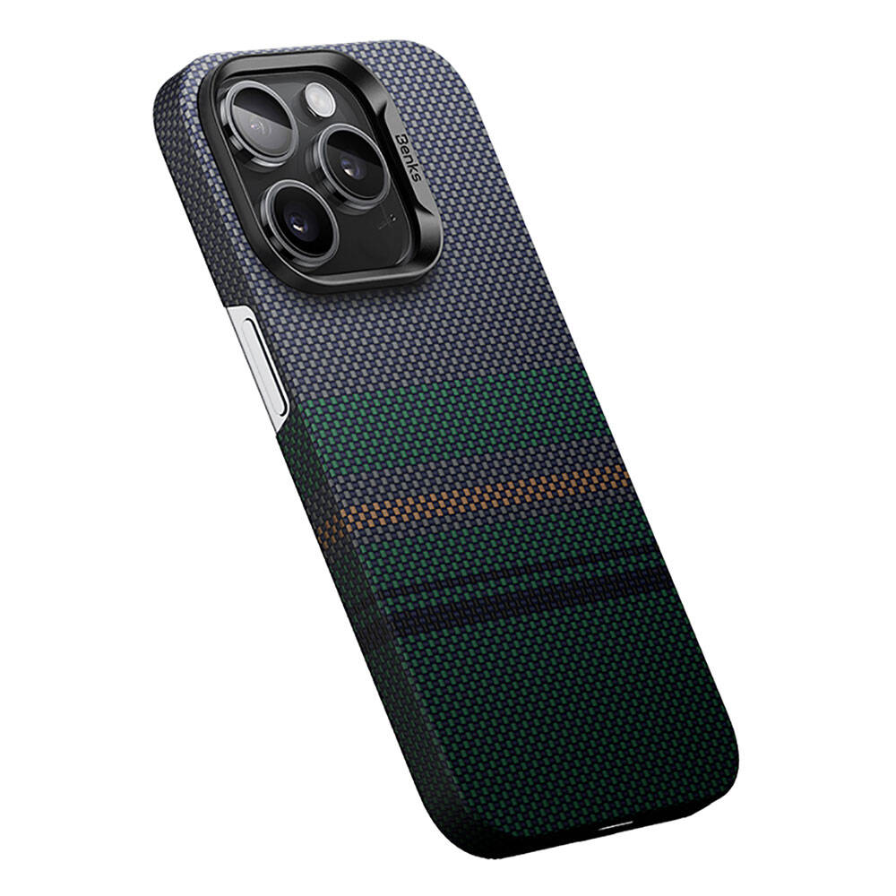 Apple iPhone 15 Pro Max Case M-safe Charging Feature Carbon Fiber Design Benks Aurora ArmorAir Kevlar Cover Black 