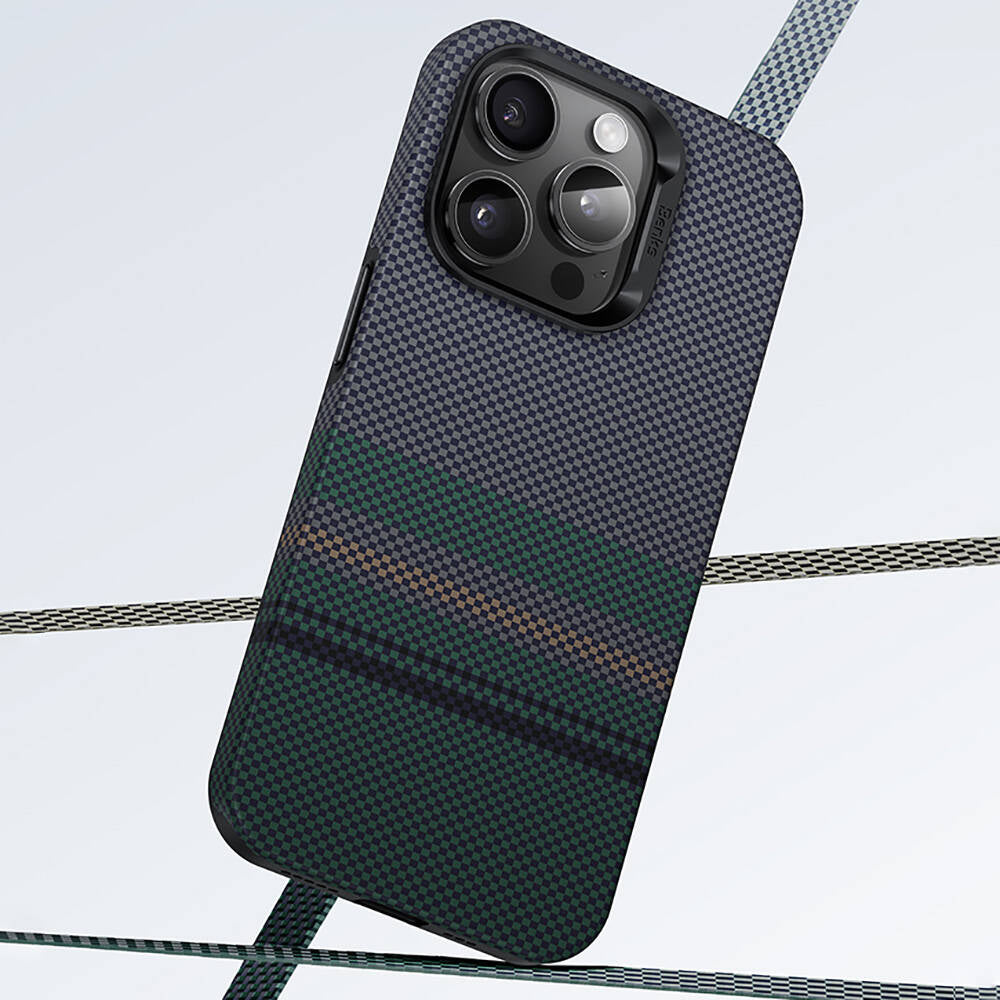 Apple iPhone 15 Pro Max Case M-safe Charging Feature Carbon Fiber Design Benks Aurora ArmorPro Kevlar Cover Black