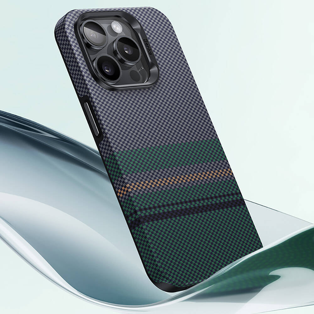 Apple iPhone 15 Pro Max Case M-safe Charging Feature Carbon Fiber Design Benks Aurora ArmorPro Kevlar Cover Black